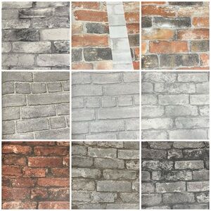 NEW Bundle of 17 Large Rustic Brick & Stone Wallpaper Sample Sheets - DIY Crafts